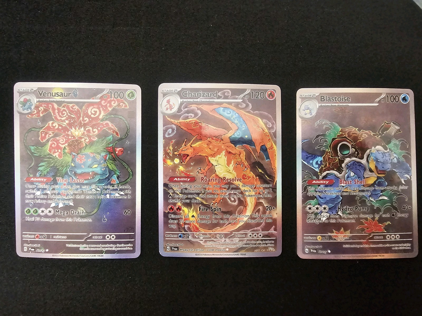Pokemon Charizard, Blastoise, Venusaur Big Three Custom Fan Art Set 10