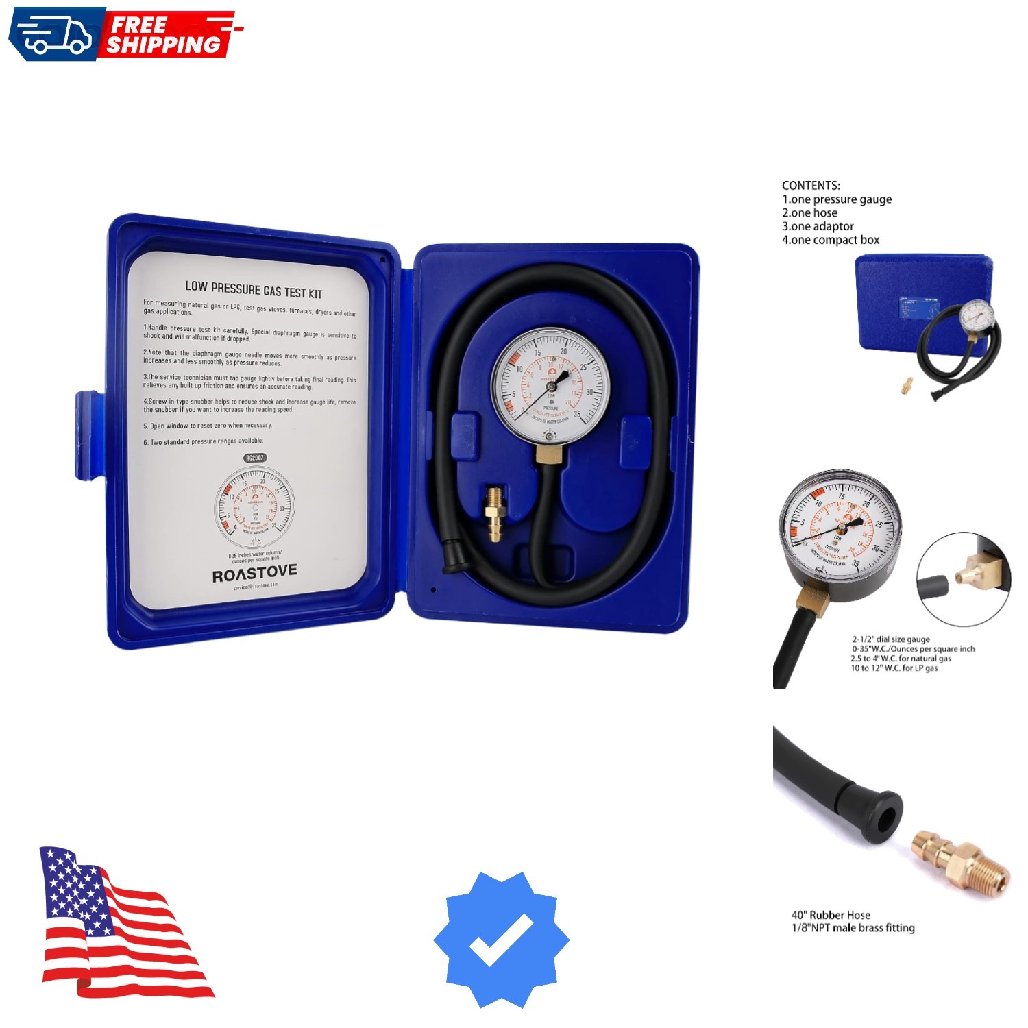 Natural Gas or LP Gas Manifold Pressure  Kit, LP Gas Pressure Tester, Natural...