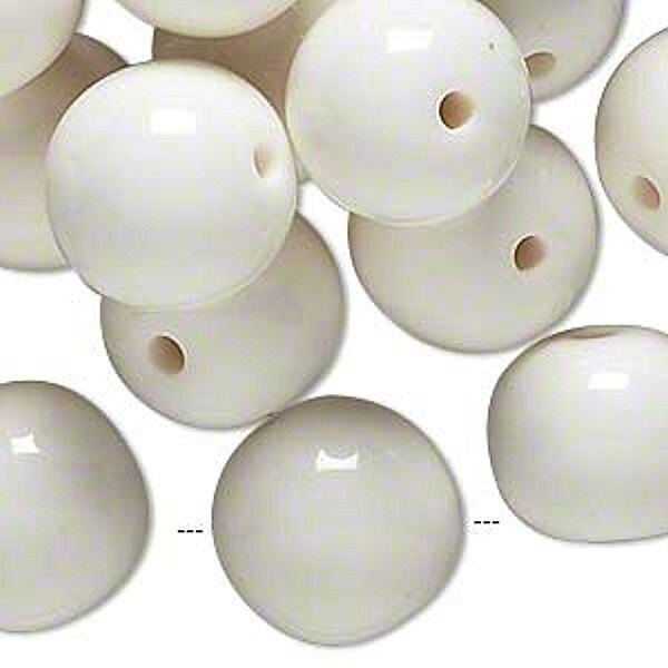 Opaque White Resin 15-17mm Round Beads with 1.8-2mm Hole 1/4lb (45) *