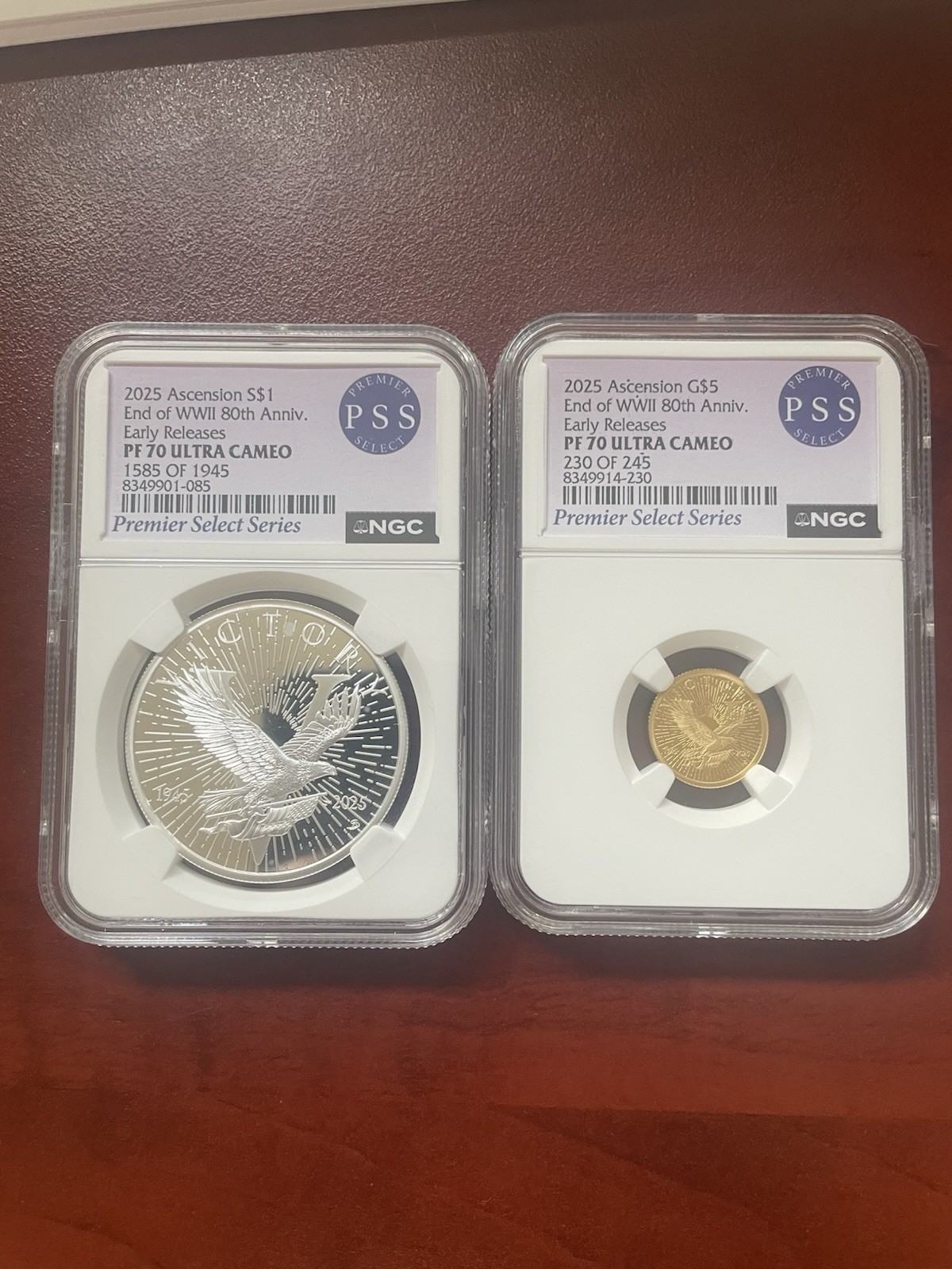 2025 Ascension PF 70 End WWII 80th Anniversary Set Of Gold And Silver 1oz, 1/10 2025 Ascension PF 70 End WWII 80th Anniversary Set Of Gold And Silver 1oz, 1/10