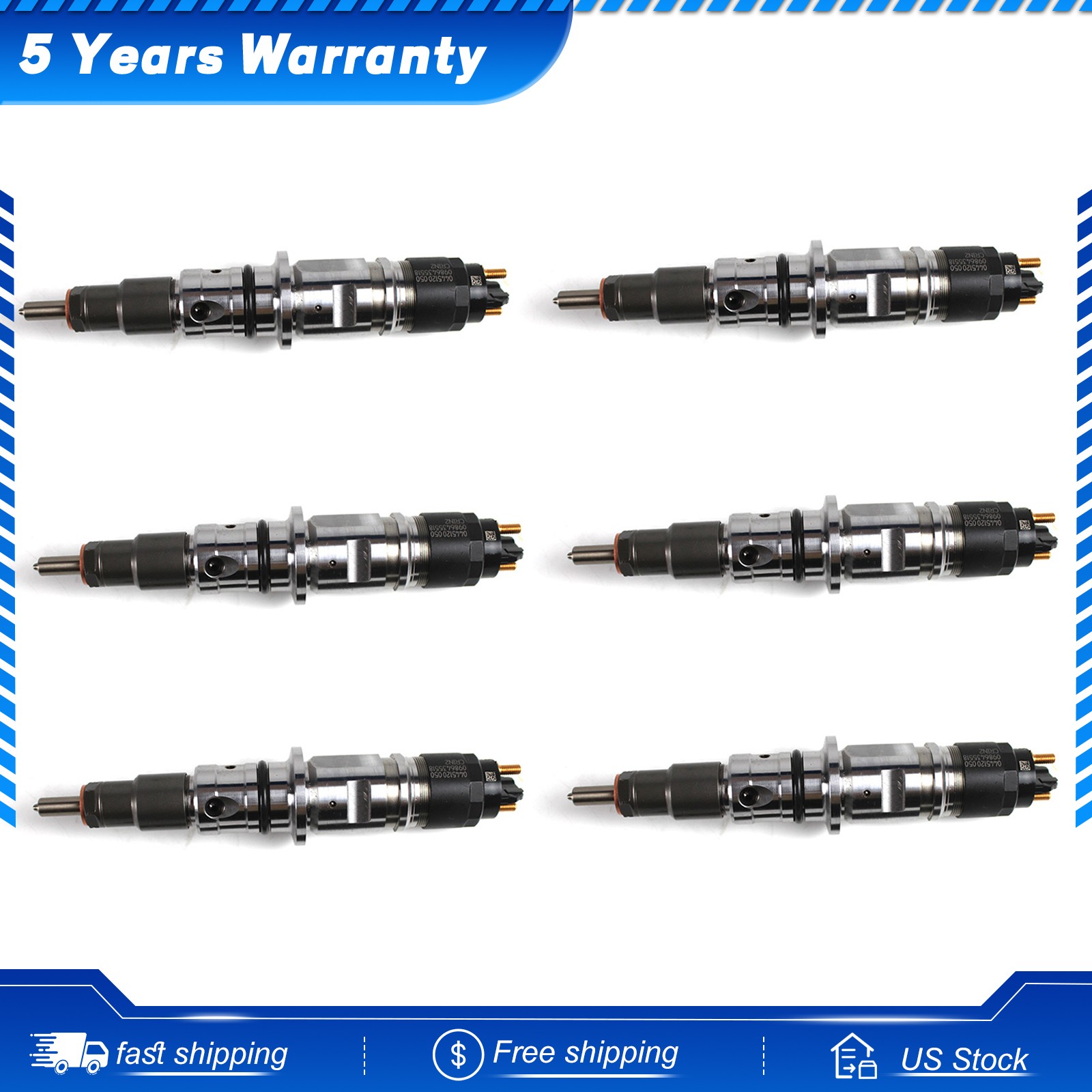 6X Diesel Fuel Injector 0986435518 For 2007-2012 Cummins Dodge Ram 2500 3500 6.7