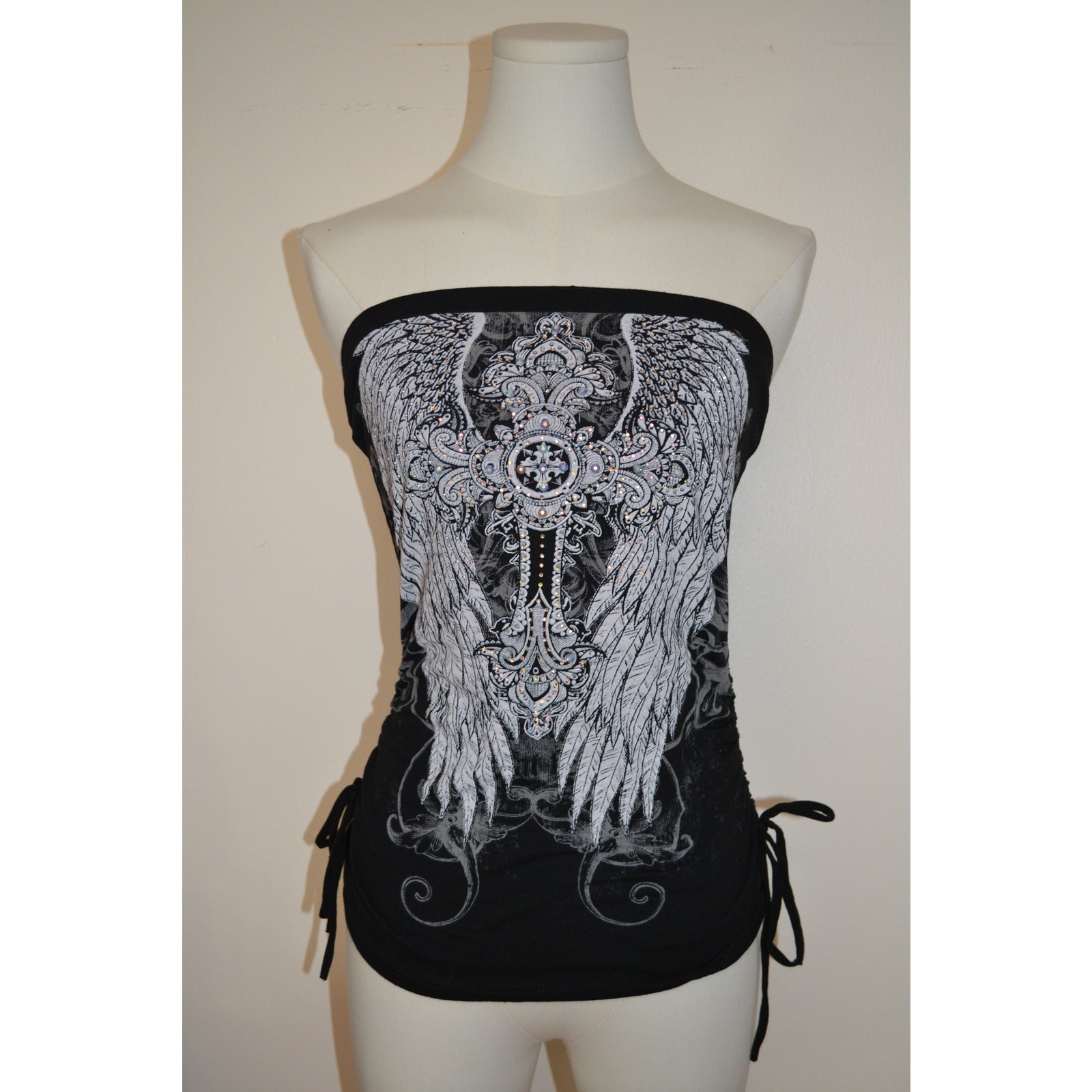 Genuine VTG Y2K Bedazzled Emo Grunge Punk Pop Alt Scene Biker Tube Top