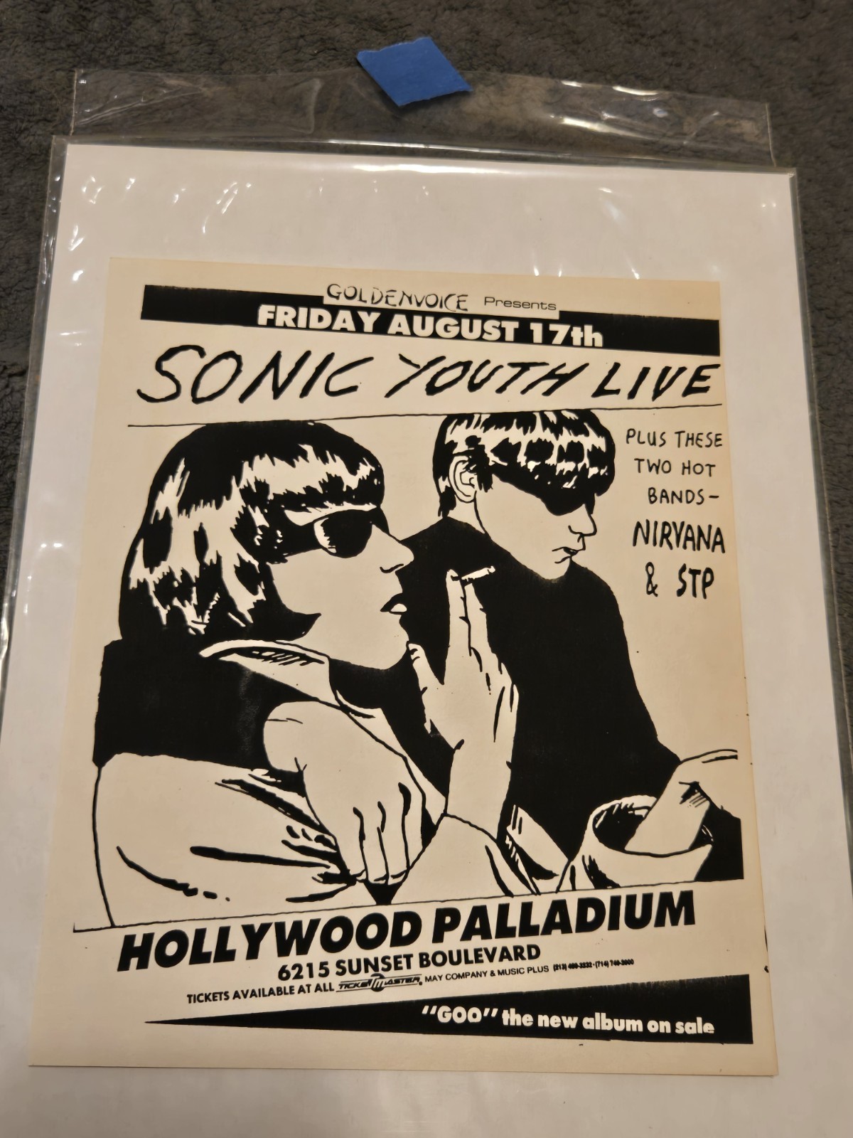 1990 Sonic Youth Nirvana STP Original Flyer Hollywood Palladium NM 1990 Sonic Youth Nirvana STP Original Flyer Hollywood Palladium NM
