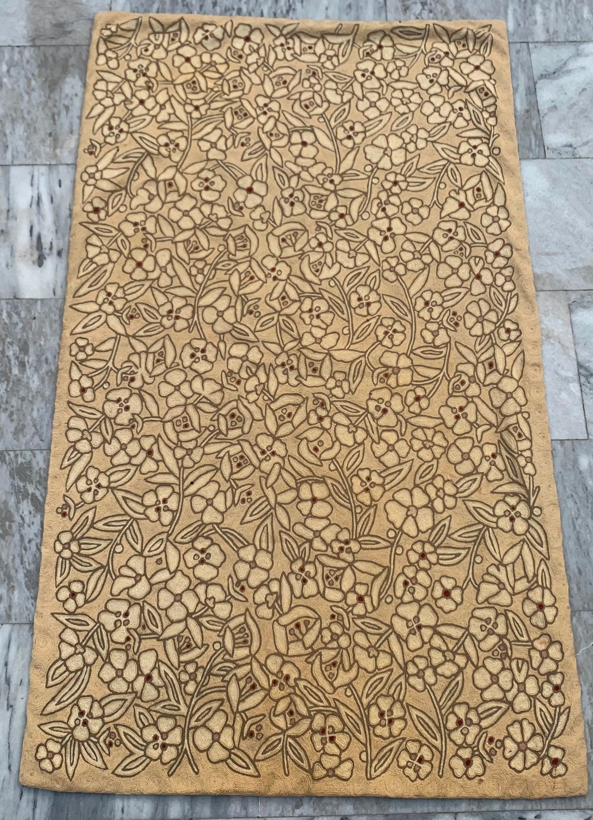 Vintage Aubusson Rug: Hand-Woven Needlepoint Carpet, Home Decor 3x5 ft