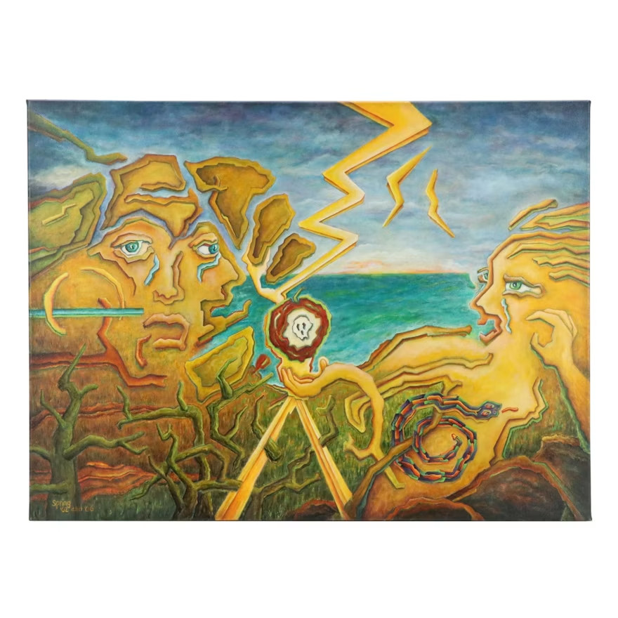 Frank Spring Surrealist Style Oil Painting \