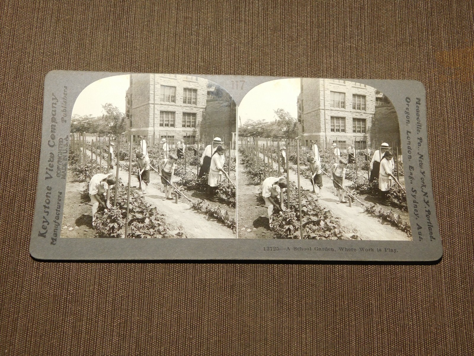 VINTAGE STEREOVIEW STEREOSCOPE CARD SCHOOL GARDENING PHILADELPHIA PA VINTAGE STEREOVIEW STEREOSCOPE CARD SCHOOL GARDENING PHILADELPHIA PA