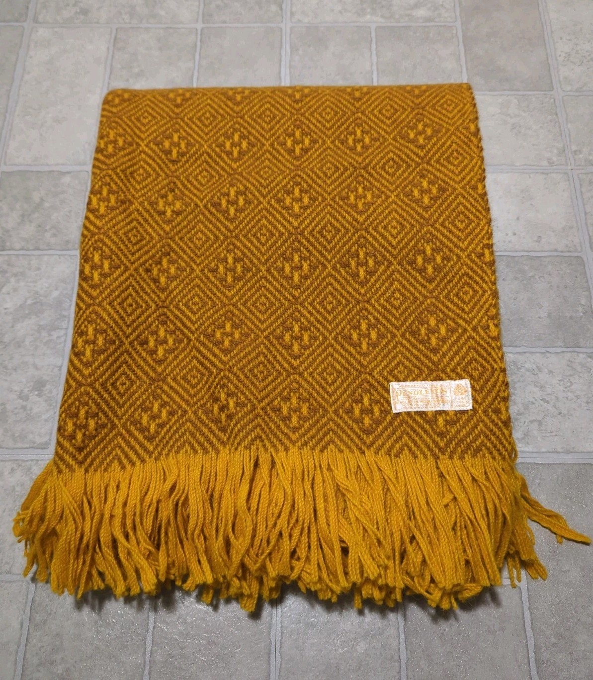 Vtg 1960s PENDLETON Wool Blanket Throw Diamond Twill Pattern Orange Brown Vtg 1960s PENDLETON Wool Blanket Throw Diamond Twill Pattern Orange Brown