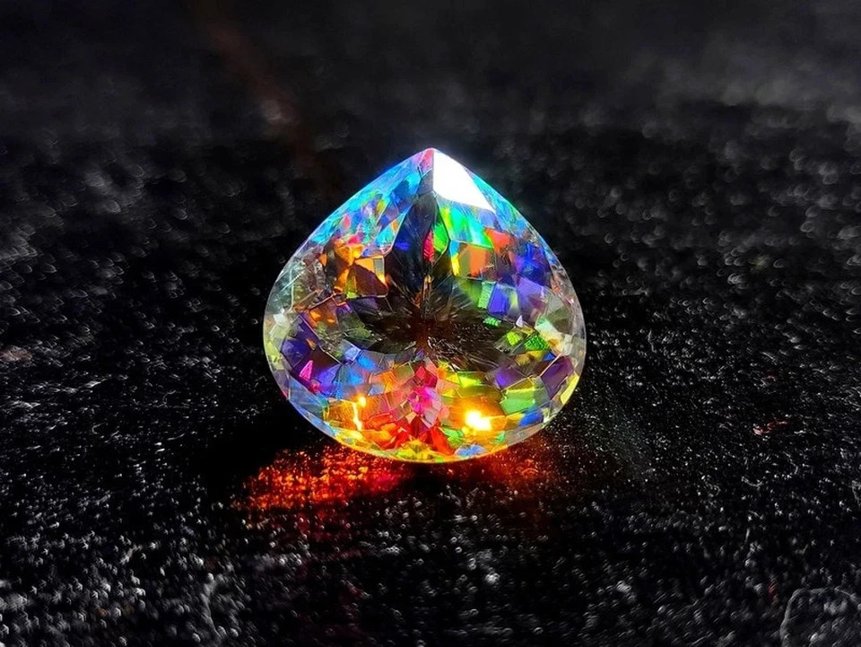 46.50 Ct Certified Best Natural Pear Cut Rainbow Mystic Quartz Loose Gemstone .