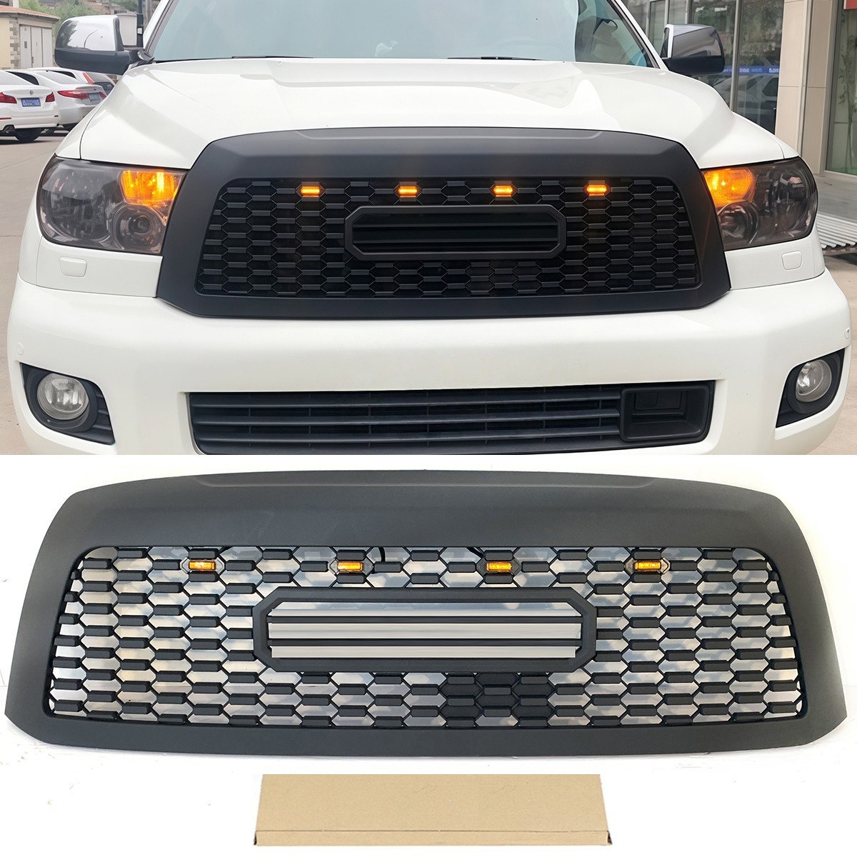 Black Front Grille Fits For Toyota Sequoia 2008 - 2018 Bumper Grill With Light Black Front Grille Fits For Toyota Sequoia 2008 - 2018 Bumper Grill With Light