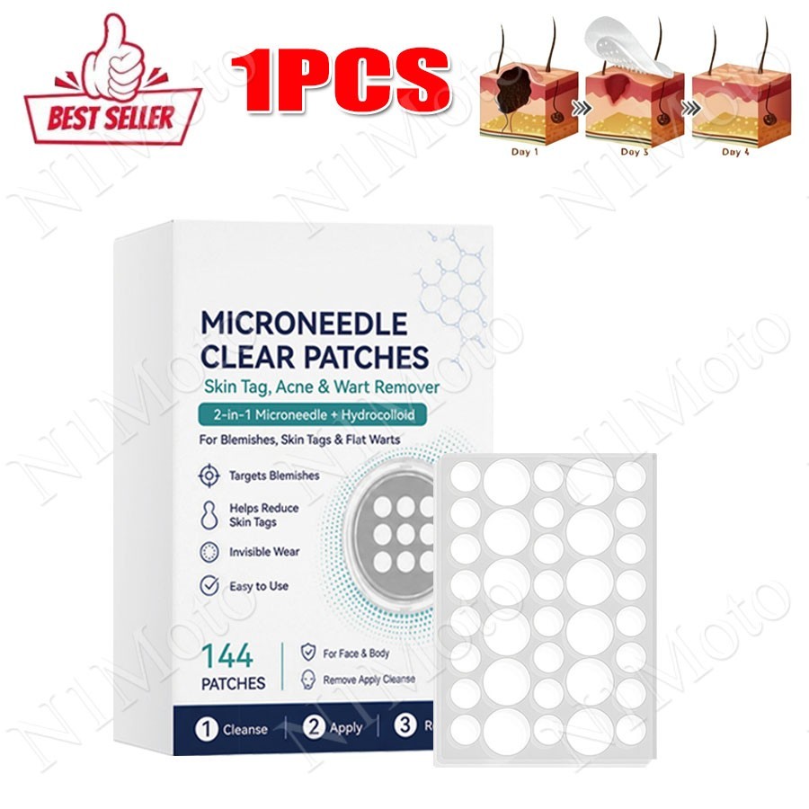 Curalona Microneedle Patches 144pcs, Skin Tag Wart Acne Remover Patches 1-5Box