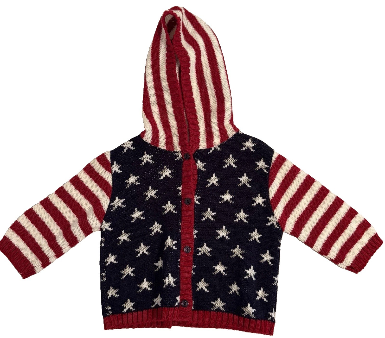 Baby Be Good Y2K American Flag Cardigan Sweater Hoodie Size 3-6 Months Vintage Baby Be Good Y2K American Flag Cardigan Sweater Hoodie Size 3-6 Months Vintage