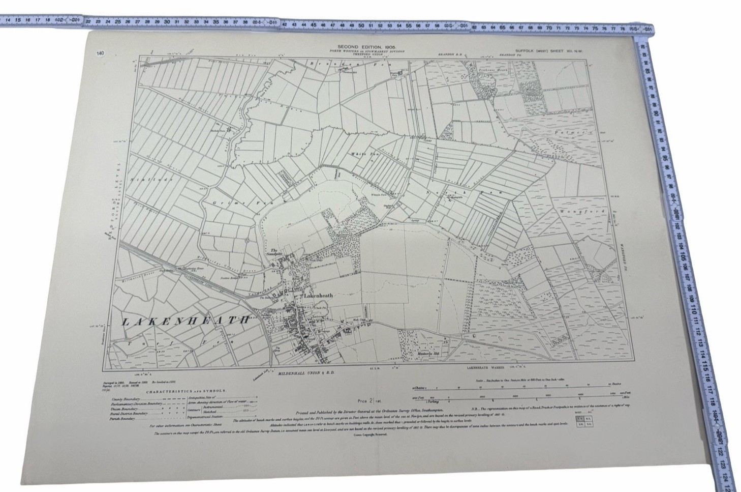 Vintage OS Map Lakenheath Suffolk Six Inch Large Scale Old History Genealogy