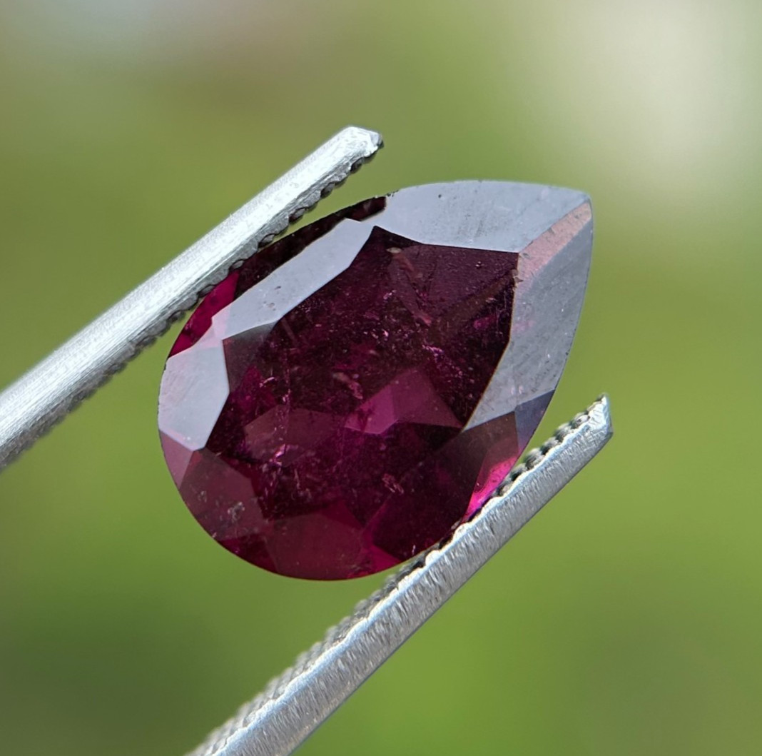 Natural Rhodolite Garnet - 2.4 Carat, 10.8x7.2mm Pear Cut Faceted Loose Gemstone Natural Rhodolite Garnet - 2.4 Carat, 10.8x7.2mm Pear Cut Faceted Loose Gemstone