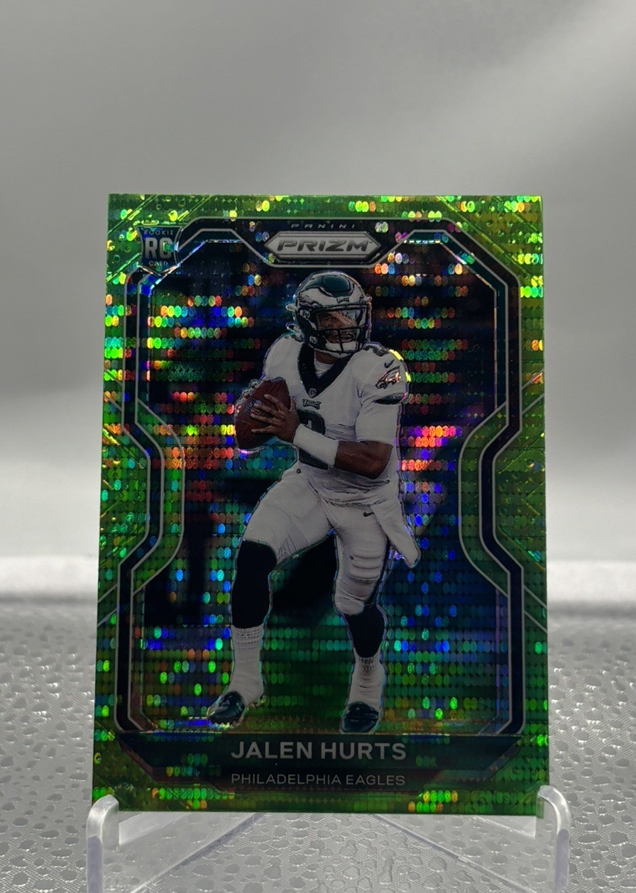 2020 Panini Prizm - Rookie Jalen Hurts #343 Neon Green Pulsar Prizm (RC) 2020 Panini Prizm - Rookie Jalen Hurts #343 Neon Green Pulsar Prizm (RC)