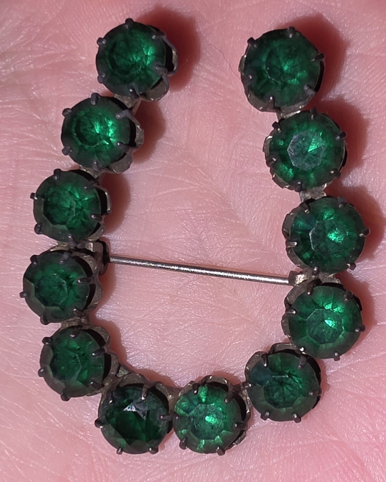 Edwardian Green Glass Horseshoe Brooch Edwardian Green Glass Horseshoe Brooch