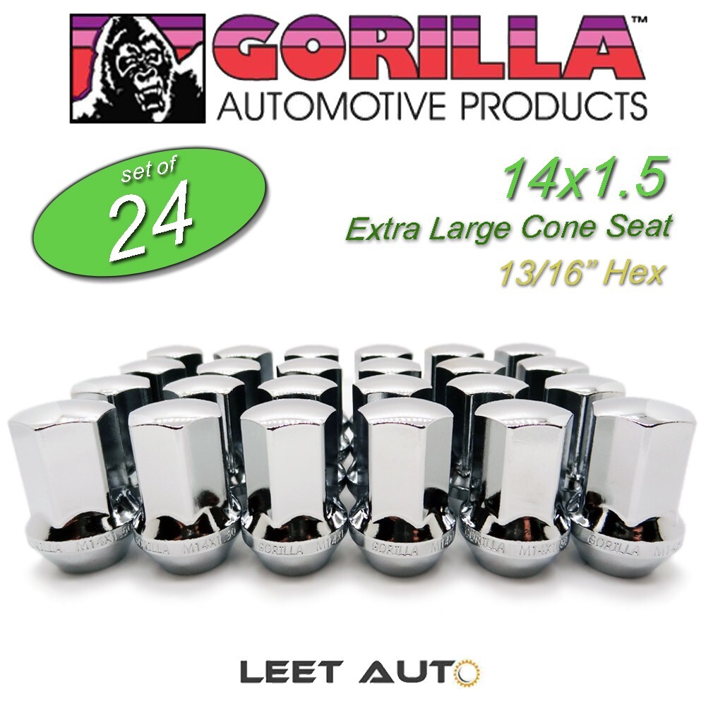 (24pc.) Gorilla Lug Nuts, Factory Style Bulge, 14mm x 1.50, Chrome, 61148FS (24pc.) Gorilla Lug Nuts, Factory Style Bulge, 14mm x 1.50, Chrome, 61148FS