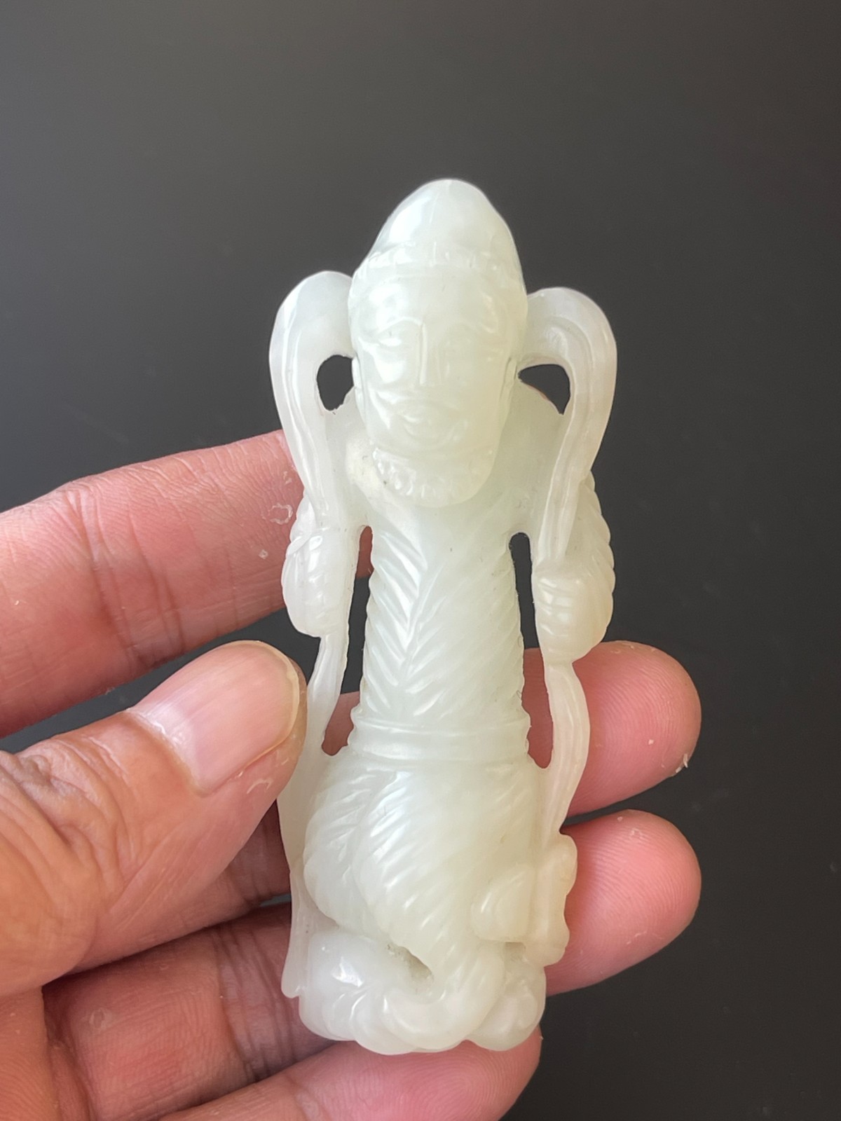 age-old China antique  Qing Dynasty Jade Carving of a Foreigner (Hu Figure)
