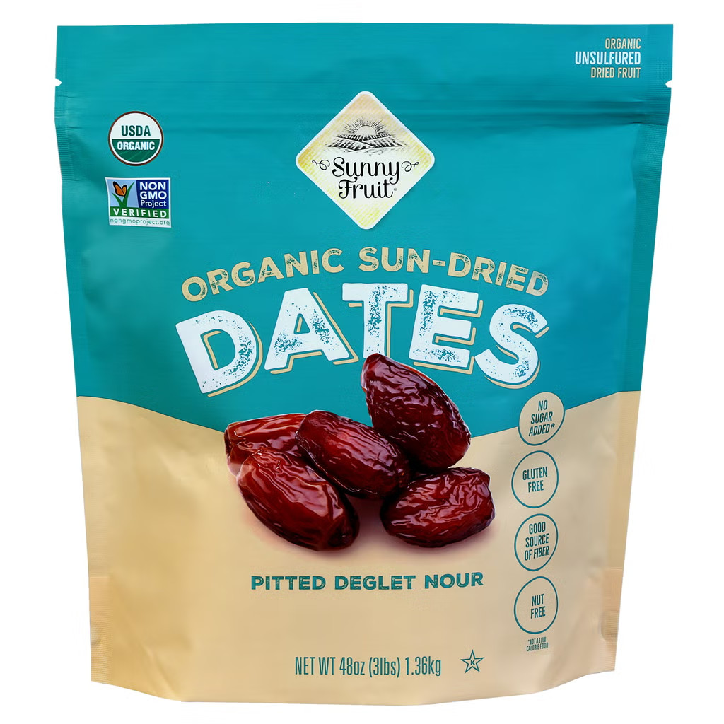Sunny Fruit Organic Sun-Dried Pitted Deglet Nour Dates, 48 oz Bulk Bag Sunny Fruit Organic Sun-Dried Pitted Deglet Nour Dates, 48 oz Bulk Bag
