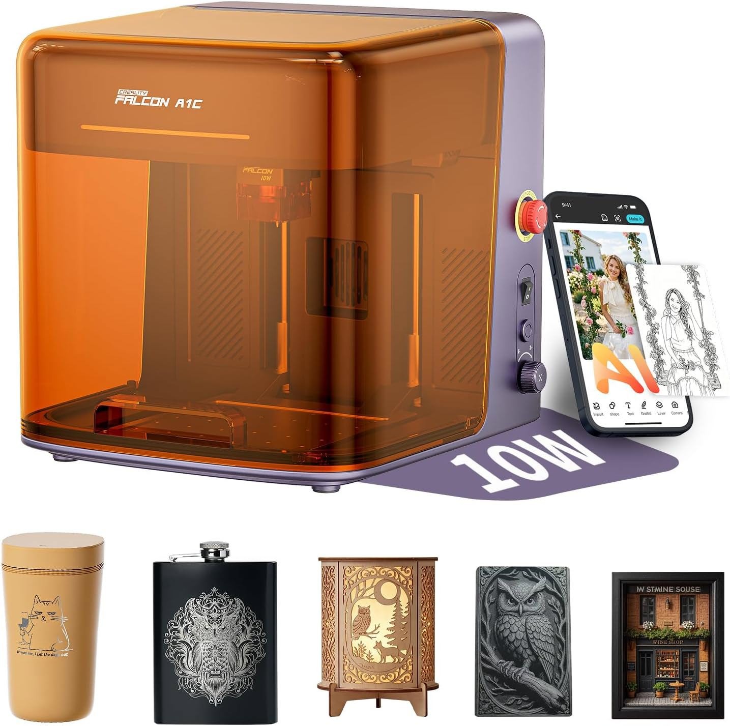 Official Creality Falcon A1C 10W Laser Engraver Cutter w/ AI Camera 15000mm/min
