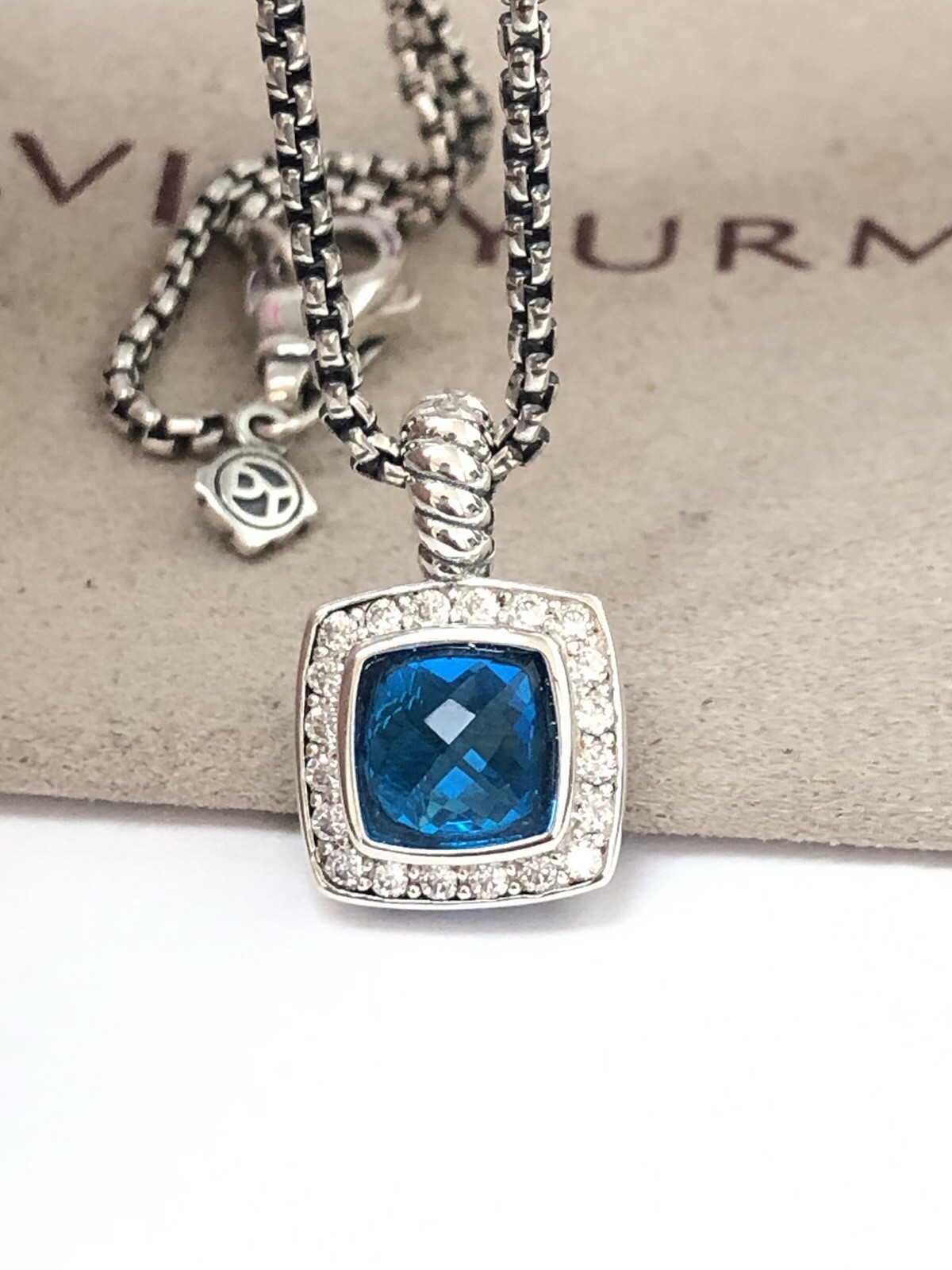 DAVID YURMAN Albion Sterling Silver With Blue Topaz & Diamond 7mm Necklace DAVID YURMAN Albion Sterling Silver With Blue Topaz & Diamond 7mm Necklace