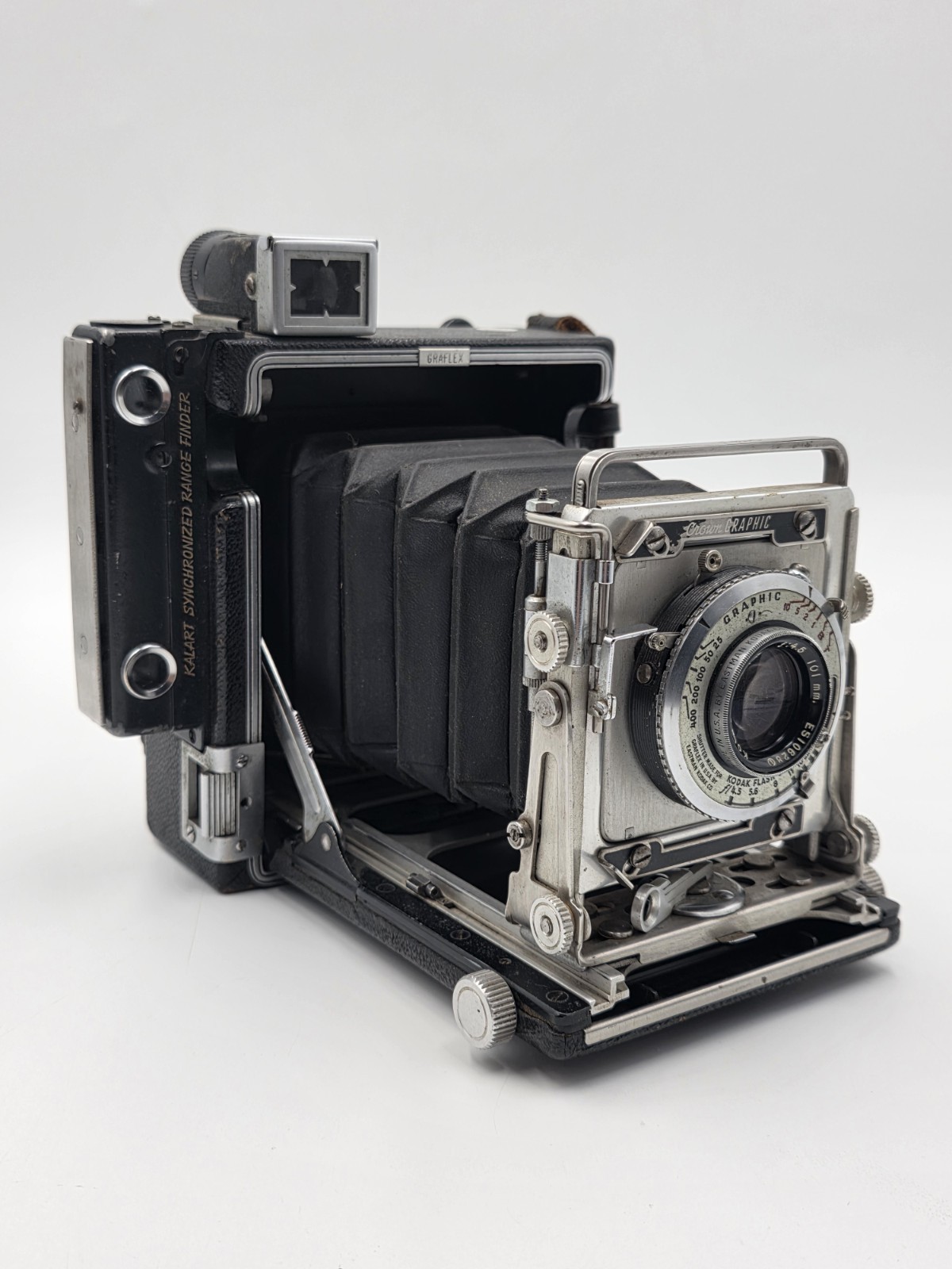 Vintage 1947 Graflex Crown Graphic 2x3 Camera Kodak Ektar 101mm f/4.5 Kalart Vintage 1947 Graflex Crown Graphic 2x3 Camera Kodak Ektar 101mm f/4.5 Kalart