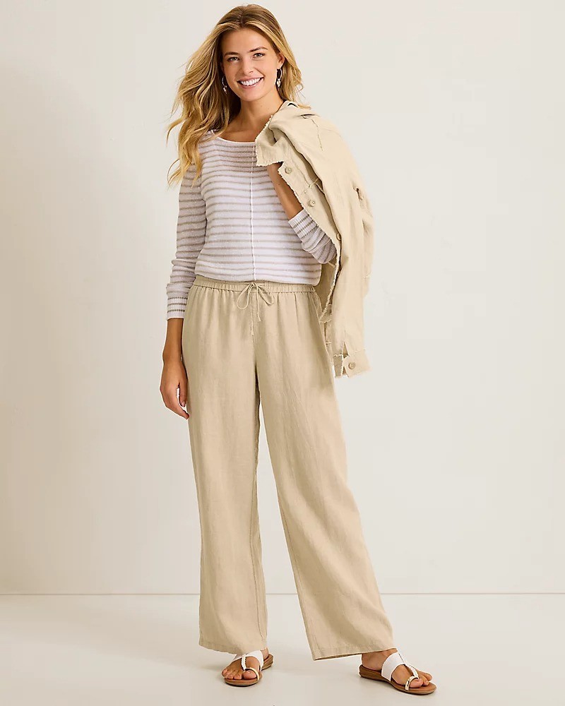 Two Palms High-Rise Linen Easy Pants Coastline Natural White Black Two Palms High-Rise Linen Easy Pants Coastline Natural White Black