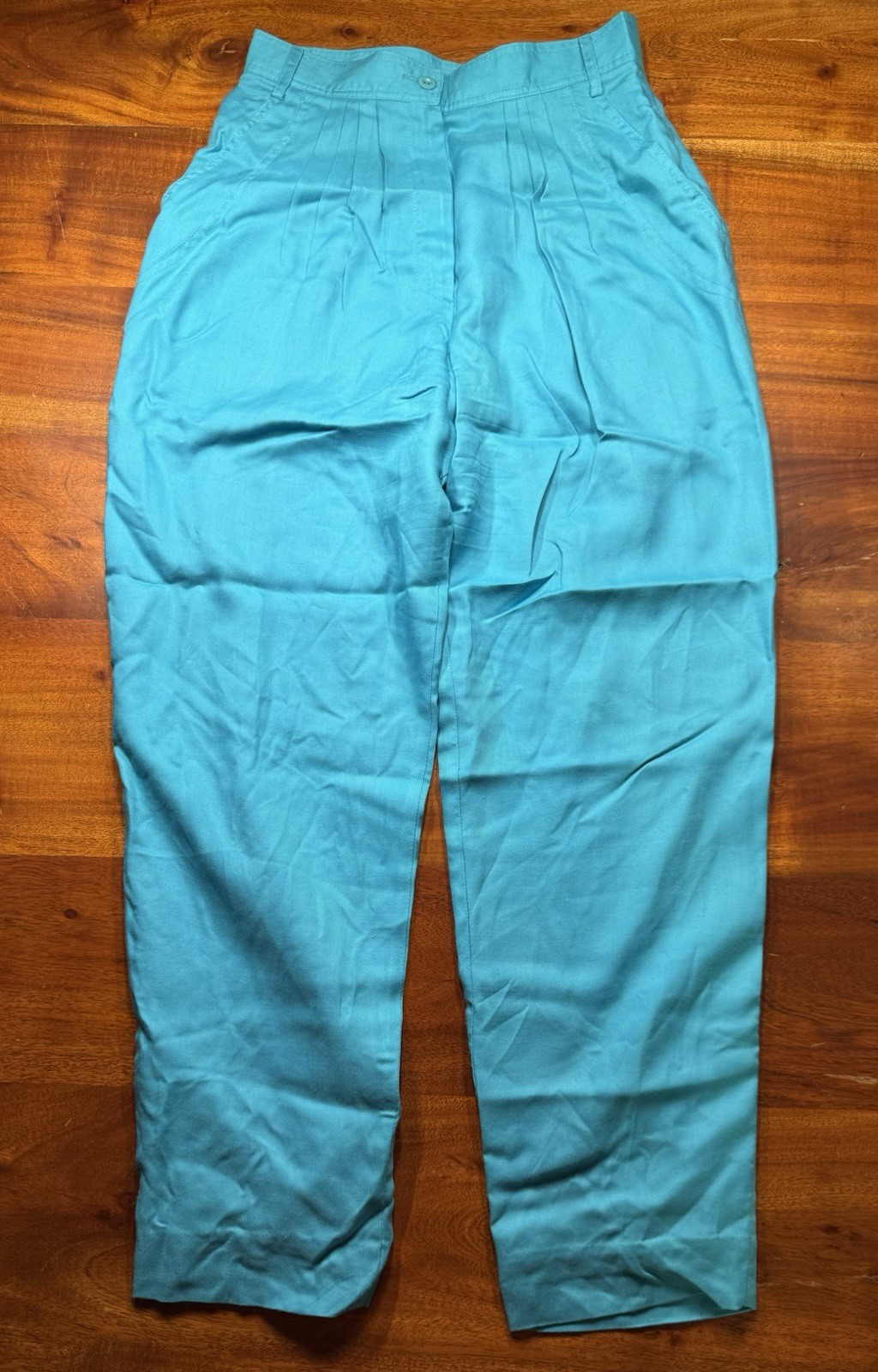 VTG Le Painty Paris Pleated Trousers Womens Sz 6 Blue Rayon High Waist Pants 80s VTG Le Painty Paris Pleated Trousers Womens Sz 6 Blue Rayon High Waist Pants 80s