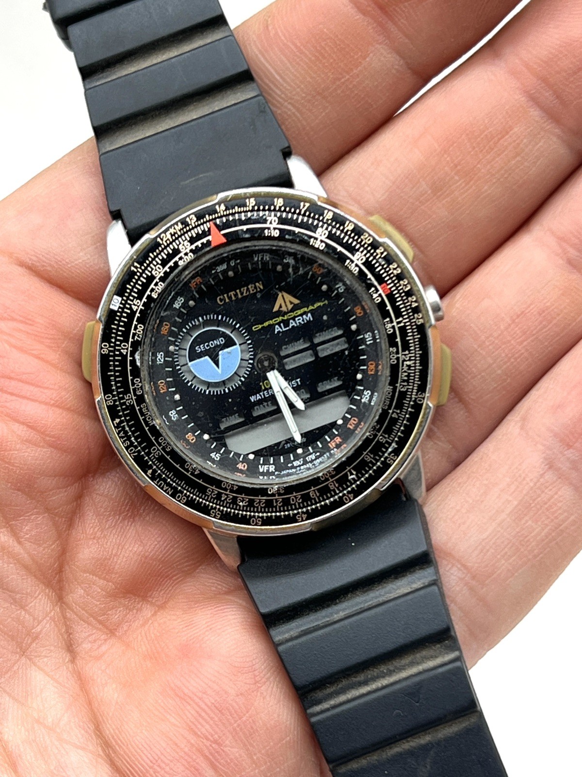 RARE Vintage Citizen Wingman Ana-Digi Pilot Watch 6845 Japan Flight Timer