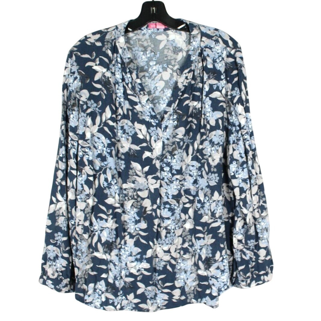 WOMAN WITHIN Light Pullover Blue/Gray FLORAL V-Neck Blouse/Tunic Top 18/20 L WOMAN WITHIN Light Pullover Blue/Gray FLORAL V-Neck Blouse/Tunic Top 18/20 L