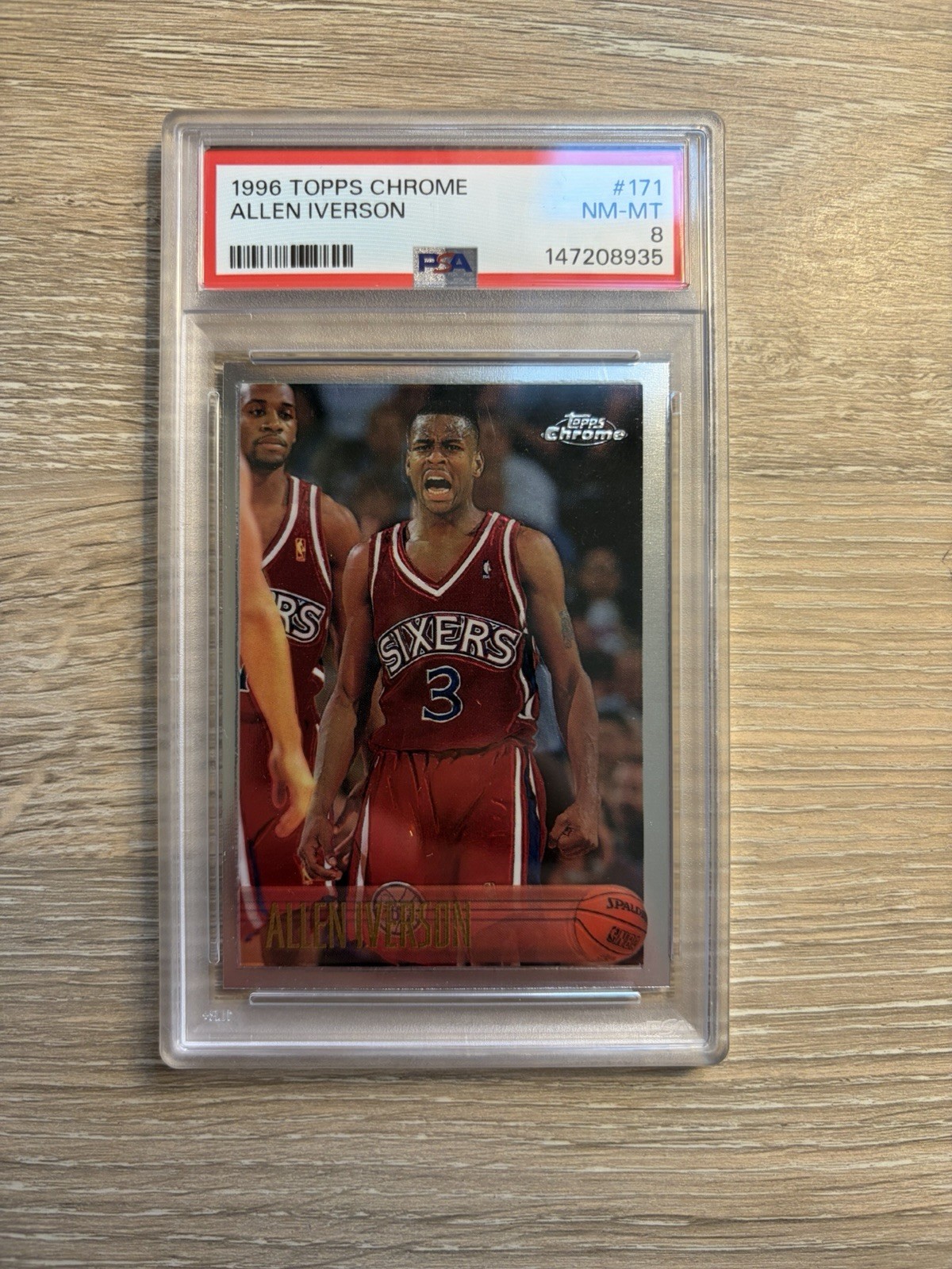 1996-97 Topps Chrome Allen Iverson Rookie Base #171 NO GREEN 1996-97 Topps Chrome Allen Iverson Rookie Base #171 NO GREEN
