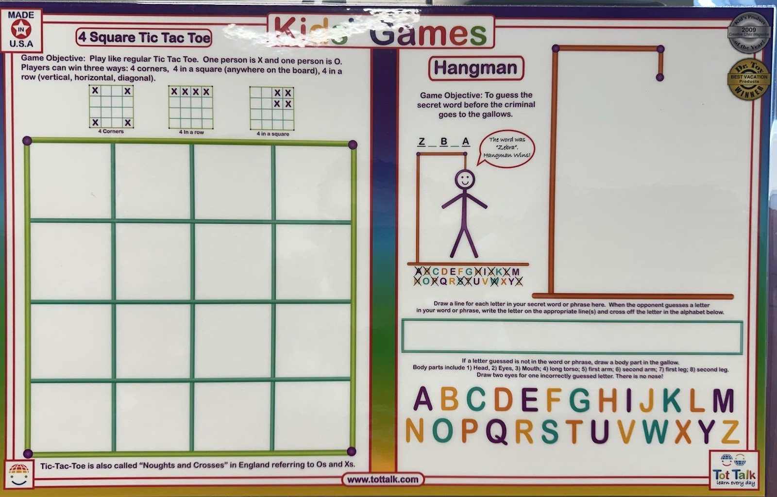 Placemat - Tot Talk -Kids Games Hand-Man 11.5x17.5\ Placemat - Tot Talk -Kids Games Hand-Man 11.5x17.5\