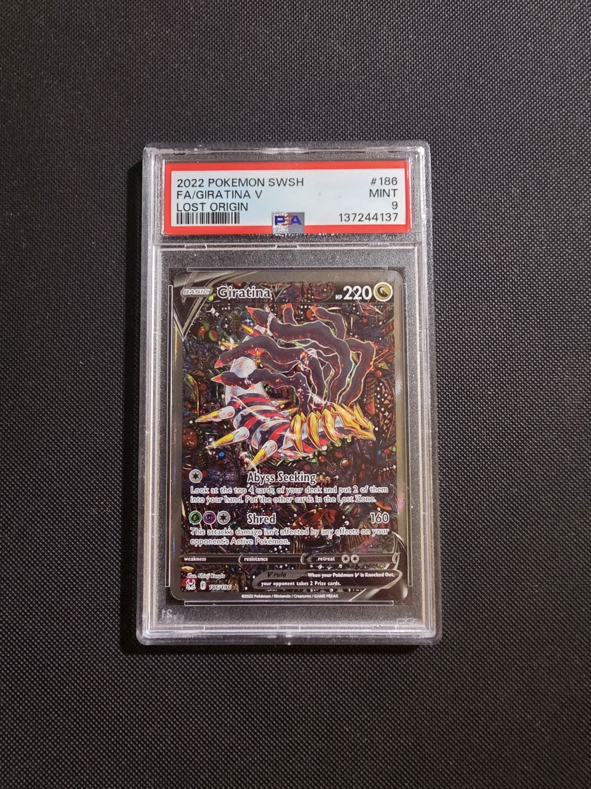 PSA 9 GIRATINA V 186/196 | Lost Origin Alt Art Pokemon Card