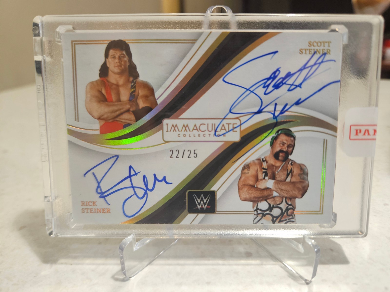 2023 Panini Immaculate WWE Scott & Rick Steiner Brothers #DA-STN Dual Auto /25 2023 Panini Immaculate WWE Scott & Rick Steiner Brothers #DA-STN Dual Auto /25