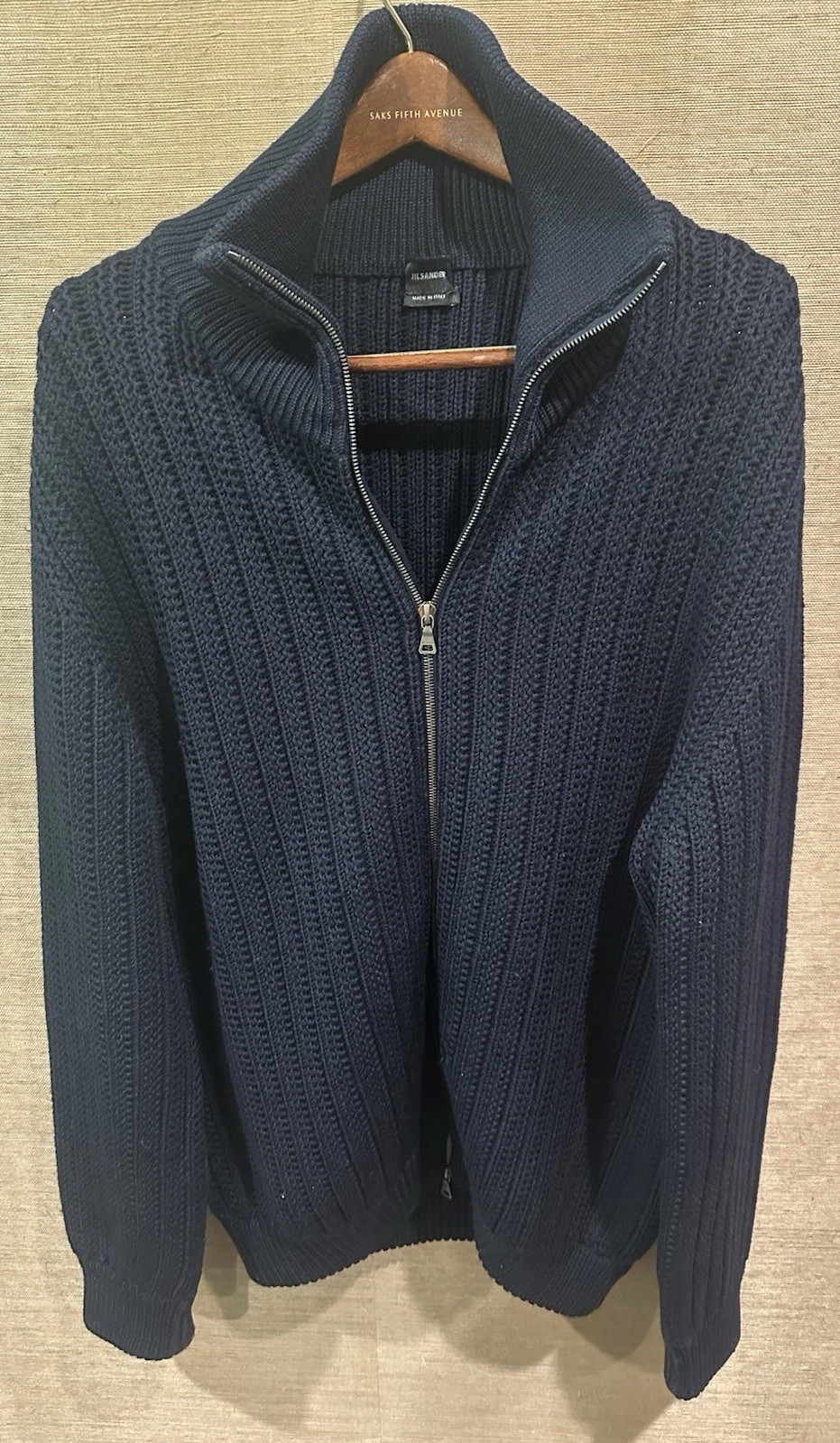 JIL SANDER Zip Front Cardigan Navy Size 52EU 42US JIL SANDER Zip Front Cardigan Navy Size 52EU 42US