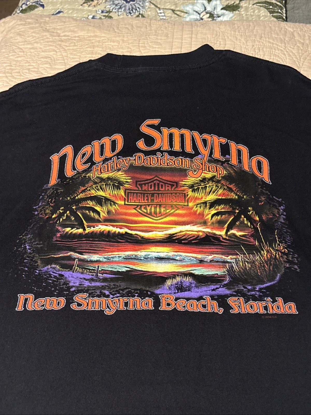 VTG Harley Davidson Shirt XL New Smyrna Beach Florida Live To Ride Sunset Graphi