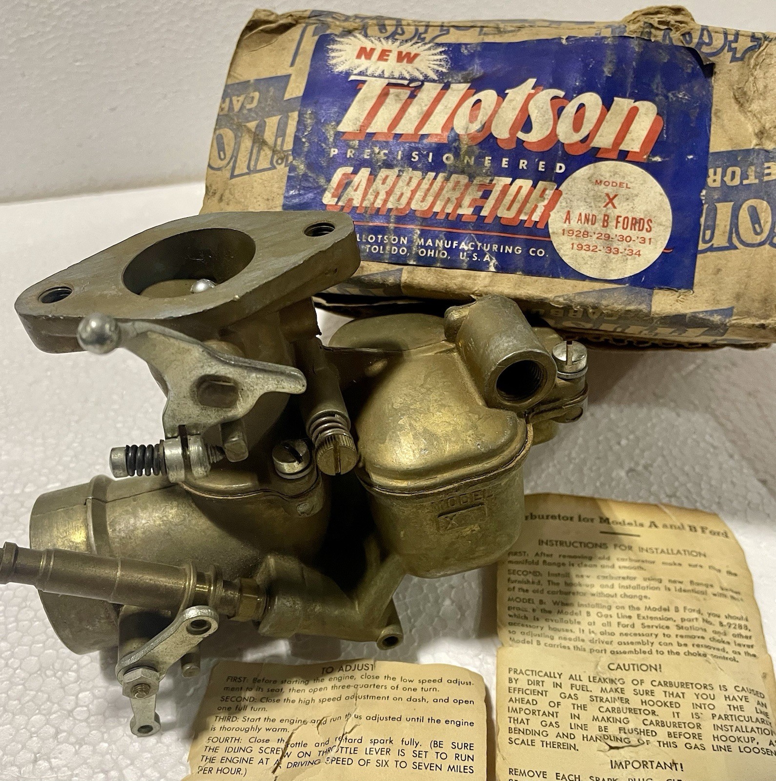 Original NOS Tillotson Carburetor Ford Model A & B 4-cylinder Flathead Original NOS Tillotson Carburetor Ford Model A & B 4-cylinder Flathead