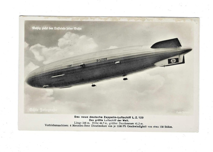 1936 Hindenburg postcard signed by Clara Adams stock #1209 1936 Hindenburg postcard signed by Clara Adams stock #1209