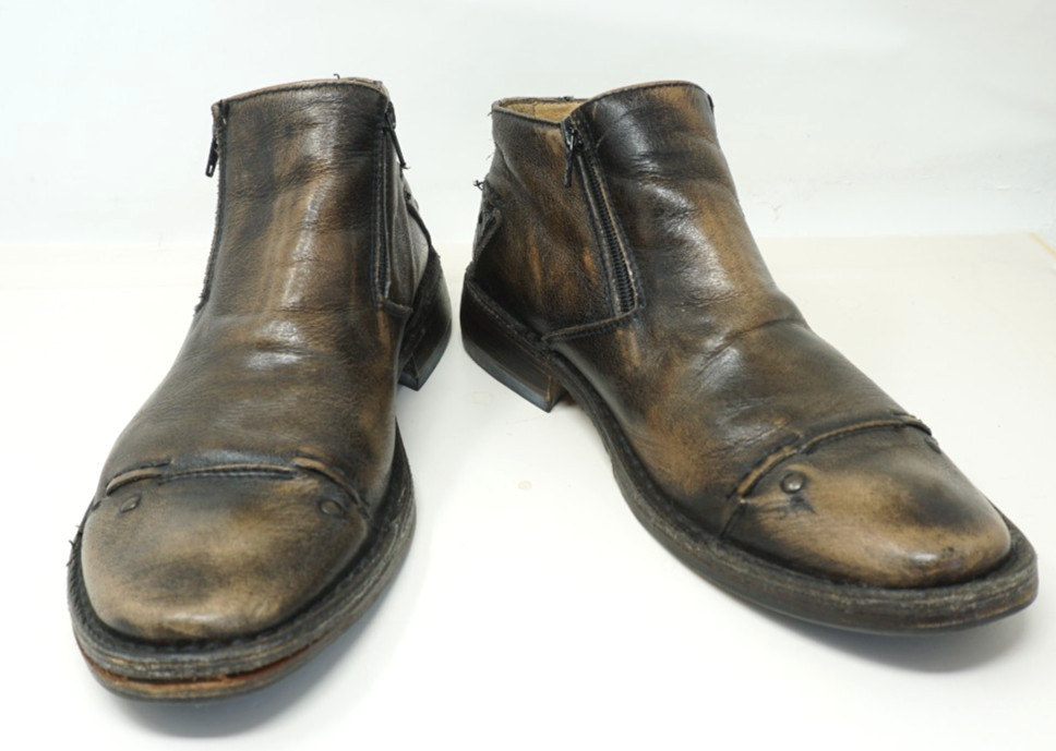 Men’s 8 M Brown Soft Distressed Leather Italian Chelsea Boots Double Zip Men’s 8 M Brown Soft Distressed Leather Italian Chelsea Boots Double Zip