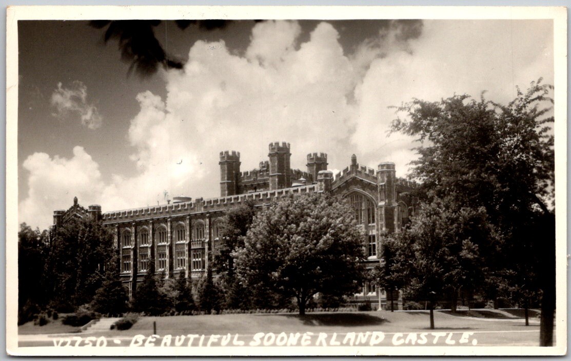 Vintage 1943 RPPC Postcard ~ Beautiful Soonerland Castle University Oklahoma