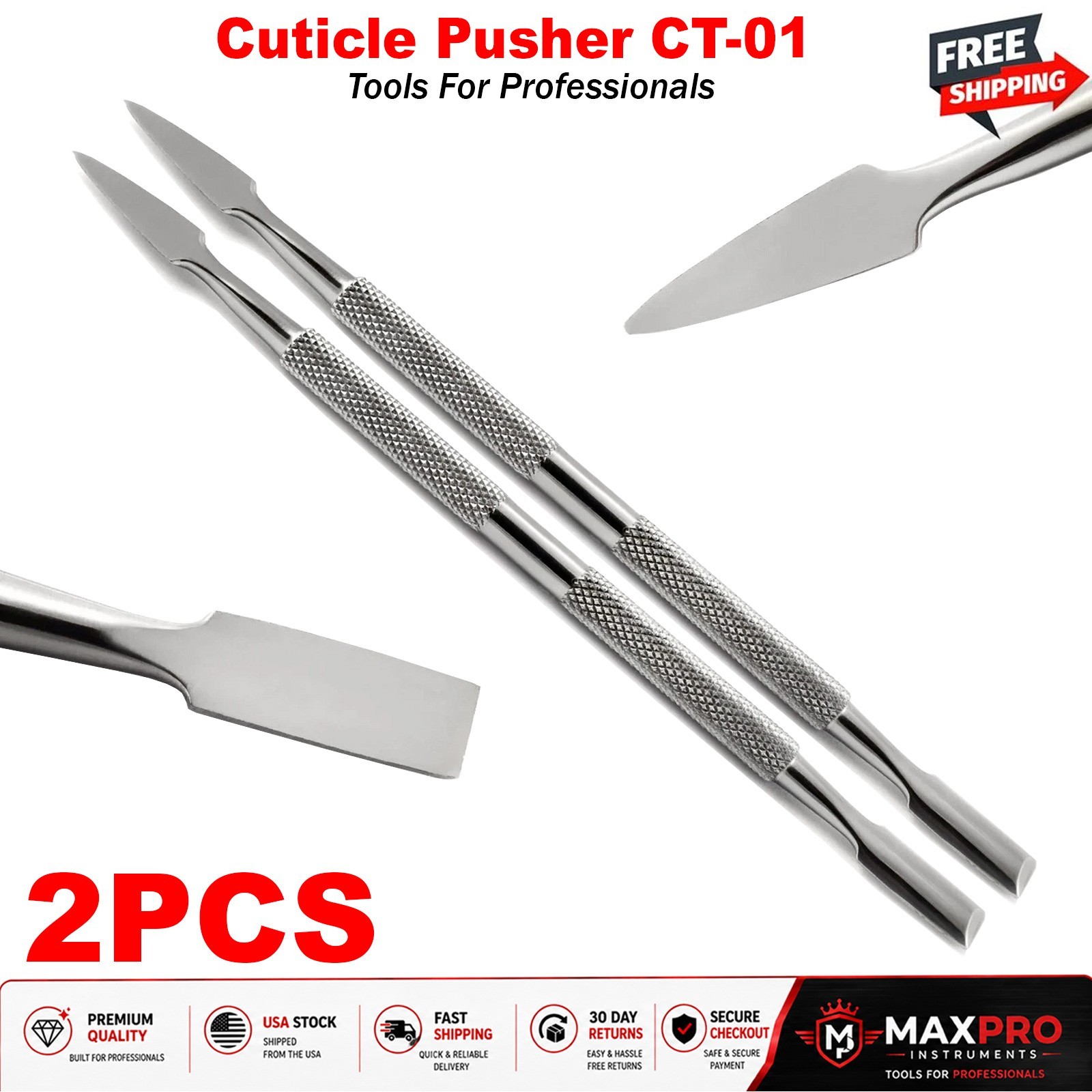 Cuticle Pusher Remover Nail Cleaner Manicure Pedicure Stainless Steel Tool Set