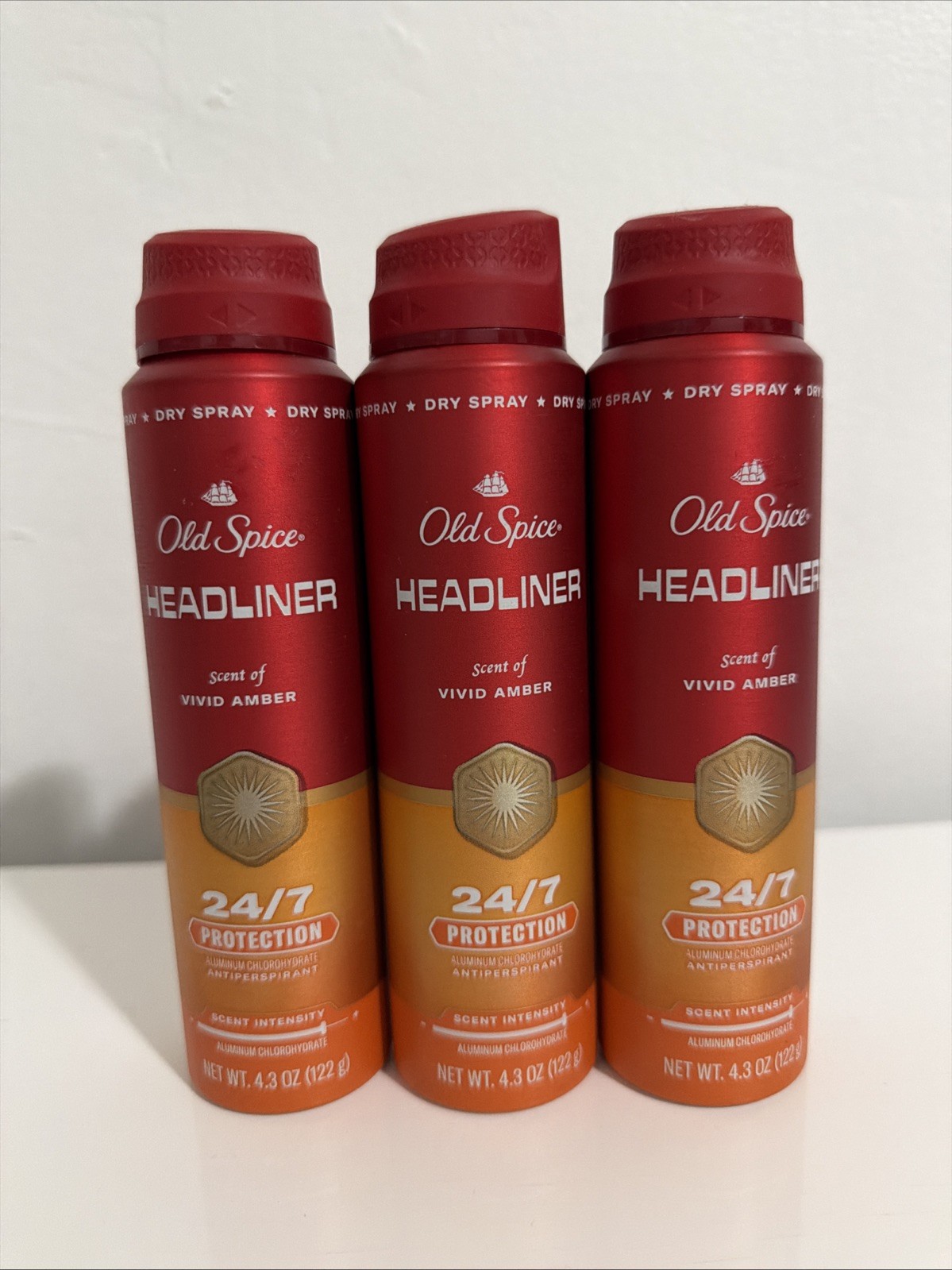 3ct - Old Spice Headliner 24/7 Protection Vivid Amber Antiperspirant 4.3oz - NEW 3ct - Old Spice Headliner 24/7 Protection Vivid Amber Antiperspirant 4.3oz - NEW