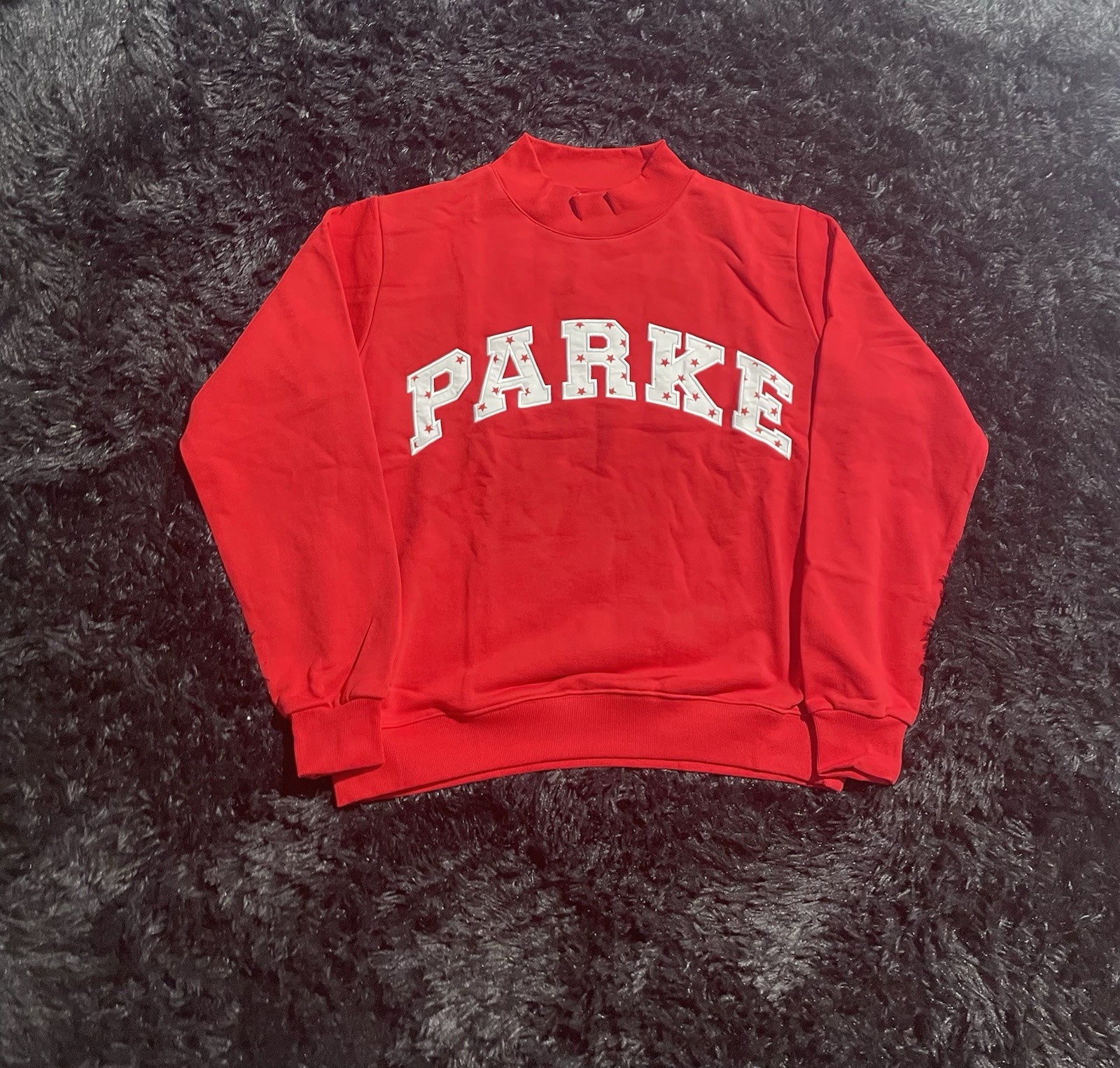 Parke Women’s Varsity Mockneck Sweatshirt Coastal Sparkler Sail Stars in S/M Parke Women’s Varsity Mockneck Sweatshirt Coastal Sparkler Sail Stars in S/M