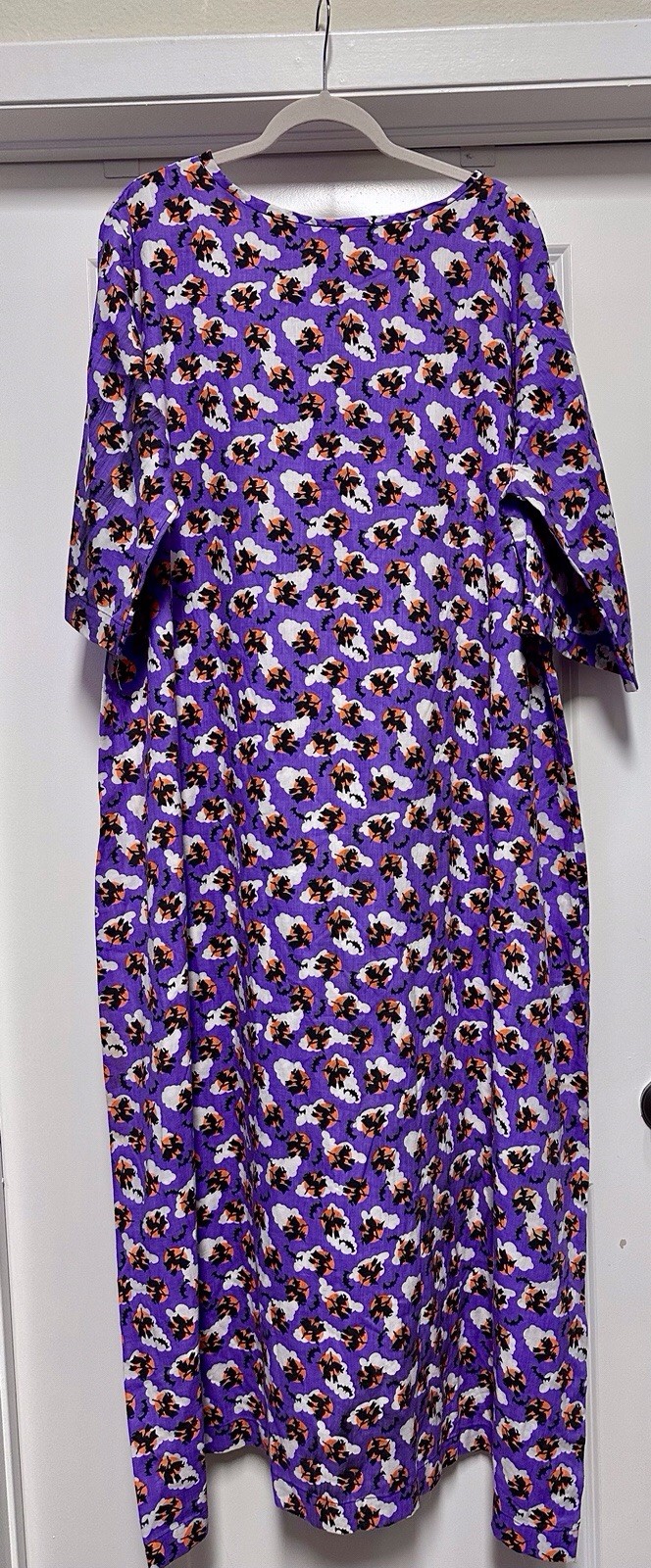 Vintage Handmade Halloween Witch Print Dress Round Neck 3/4 Bell Sleeve XL Vintage Handmade Halloween Witch Print Dress Round Neck 3/4 Bell Sleeve XL
