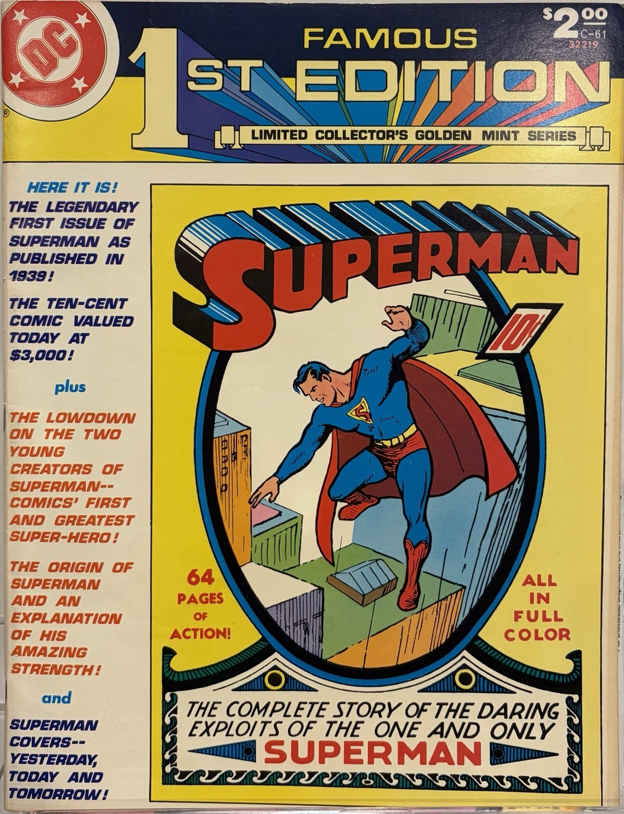 DC Famous 1st Edition C-61 Superman #1 1979 SIGNED by SIEGEL & SHUSTER - COA 🔑 DC Famous 1st Edition C-61 Superman #1 1979 SIGNED by SIEGEL & SHUSTER - COA 🔑