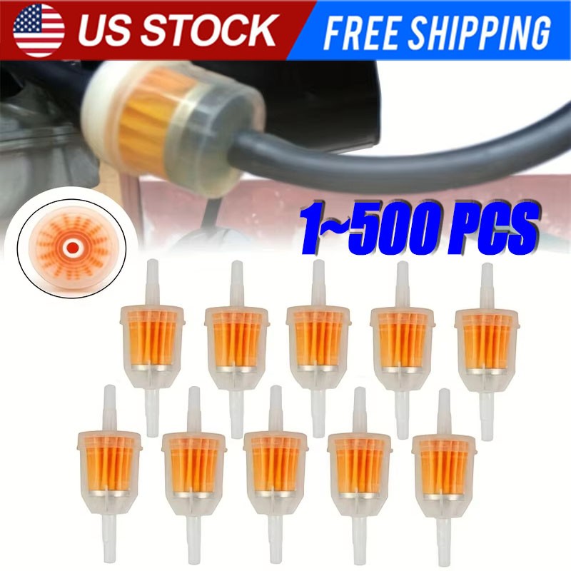 1-500Pack Motor Inline Gas Oil Fuel Filter Small Engine for 1/4'' 5/16