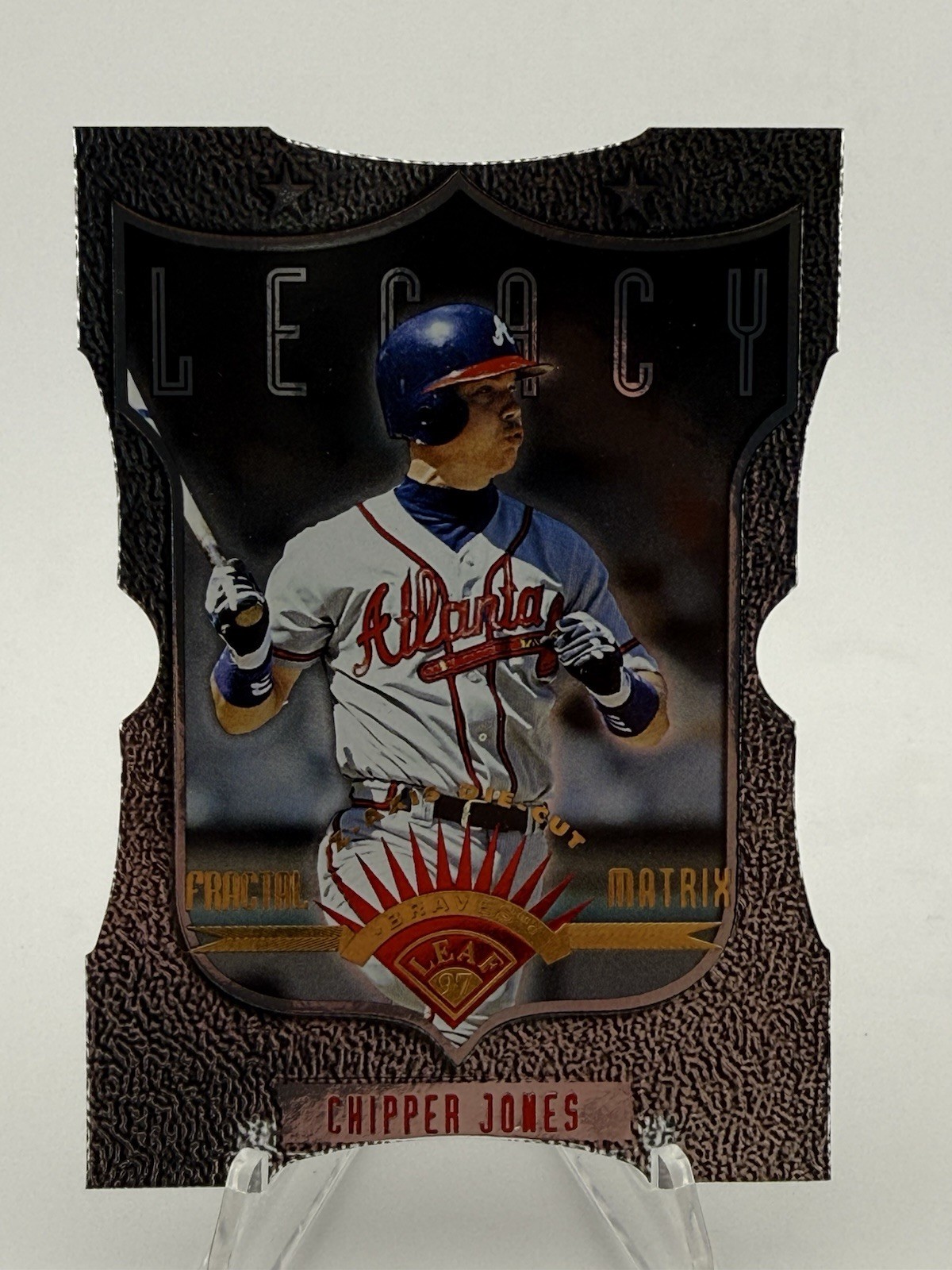 1997 Leaf FRACTAL MATRIX SILVER DIE-CUT Z-AXIS Chipper Jones #189 1/100 SSP