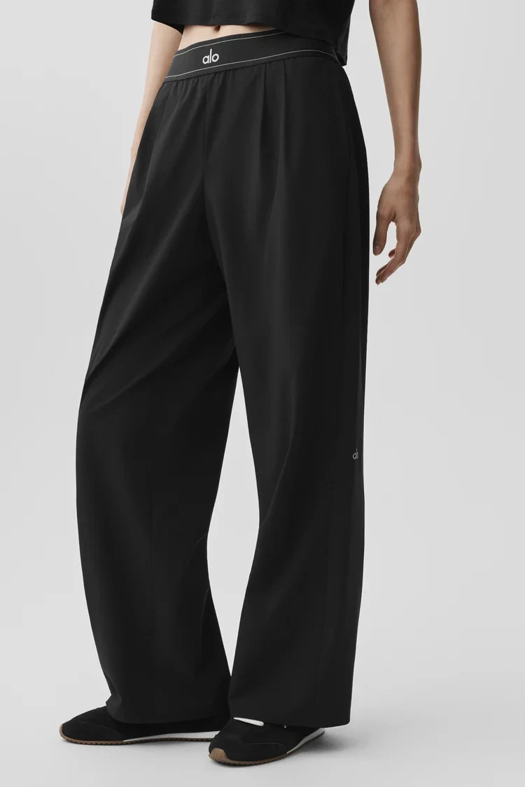 Alo Yoga Suit Up Trouser Black Wide Leg Pants NWT XXS XS S M Boxer Waist