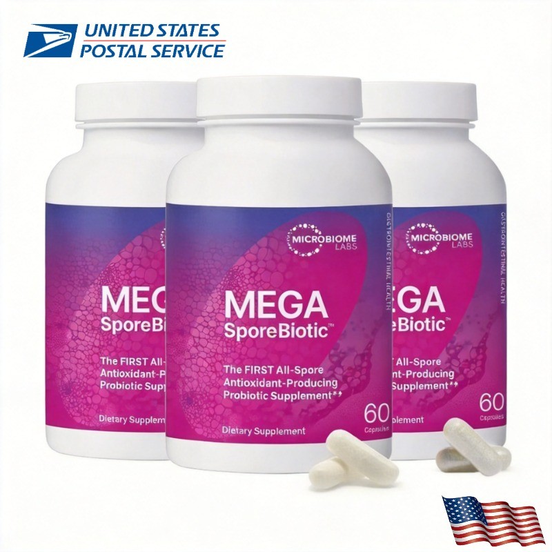 NEW！Mega Sporebiotic 60 Capsules Microbiome Labs, probiotic supplement - 3 PACK