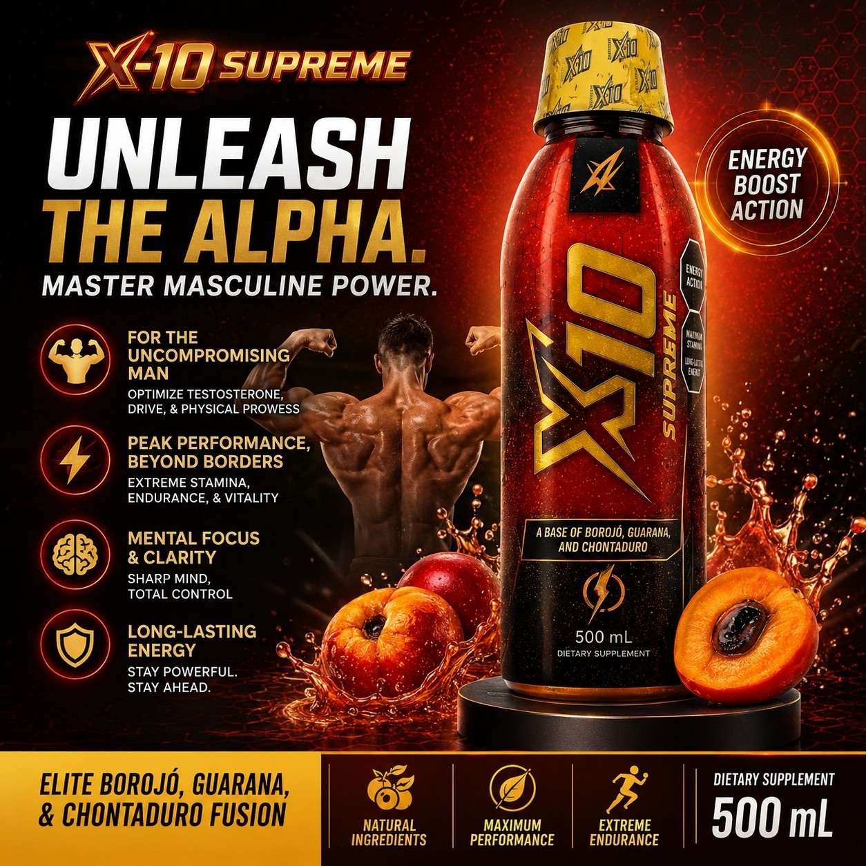 X10 SUPREME 500ML BOTTLE MASCULINE POWER DRINK PERFORMANCE