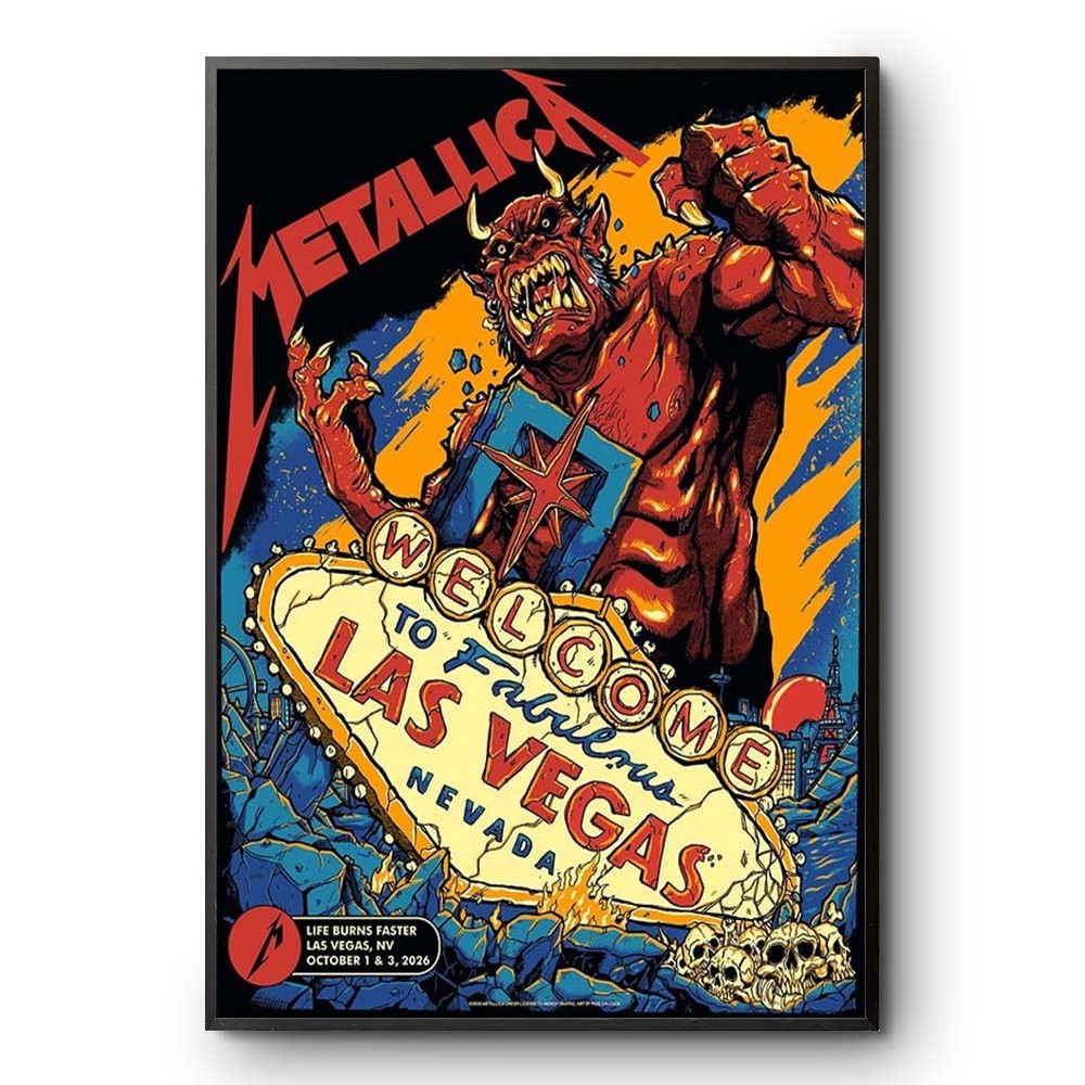 Metallica Sphere Las Vegas 2026 Concert Poster Life Burns Faster